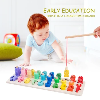 

Number Shape Matching Magnetic Fishing Color Cognitive Puzzles Wooden Toys Kids Montessori Educational Math Toys