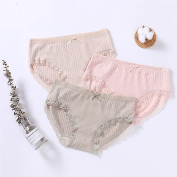 

UMKA New Sexy Lace Bowknot Underwear Women's Mid-Waist Cotton Underwear Breathable Comfortable High Stretch Underwear Underwear