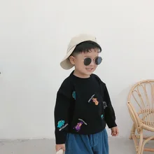 Зимние Свитера для маленьких мальчиков милые свитера с вышивкой динозавра теплые вязаные пуловеры с длинными рукавами для девочек Детский свитер