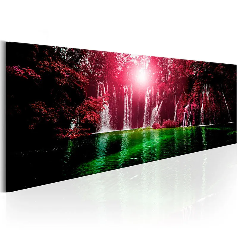 Green Forest Waterfall Green Dark Pool Natural 2