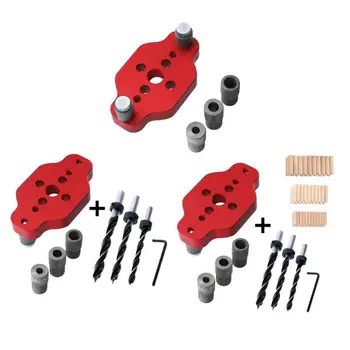 

Doweling Jig 6/8/10mm DIY Pocket Hole Jig Set Woodworking Wood Dowel Self-Centering Puncher Drill Guide Locator Jig