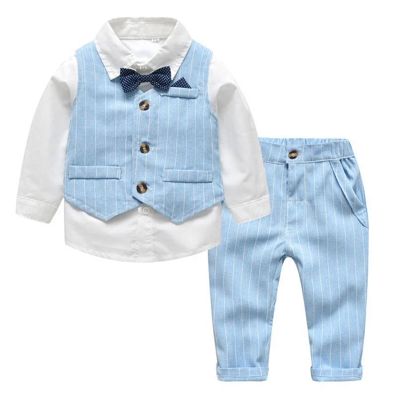 Комплект одежды для маленьких мальчиков, весна-осень г., стильный комплект одежды для мальчиков на свадьбу, футболка+ жилет+ штаны