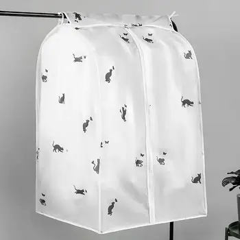 

White Cat Print Wardrobe Storage Bag Home Storage Bag Breathable Suit Dustproof Organizer Convenient Durable Clean Dress