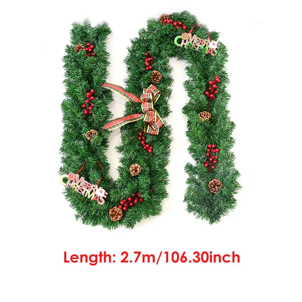 270 см Рождественский ротанговый новогодний Рождественский ветреный сосновый венок с шишками подвесной ротанговый для украшения окон магазина