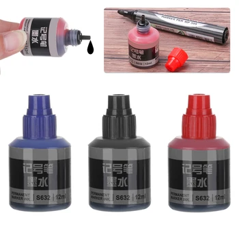 

1PC Premium Black Blue Red Marker Pen Refill Ink Oily Tyre Paint Pens Permanent Waterproof Instantly Dry Ink Refills Tool 12ml