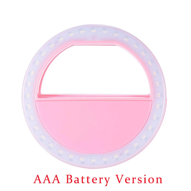 Универсальный светодиодный светильник для селфи для Iphone, светильник ing Night Darkness, кольцо для фотосъемки, кольцо для селфи для мобильного телефона, iPhone, Xiaomi - Цвет: Розовый