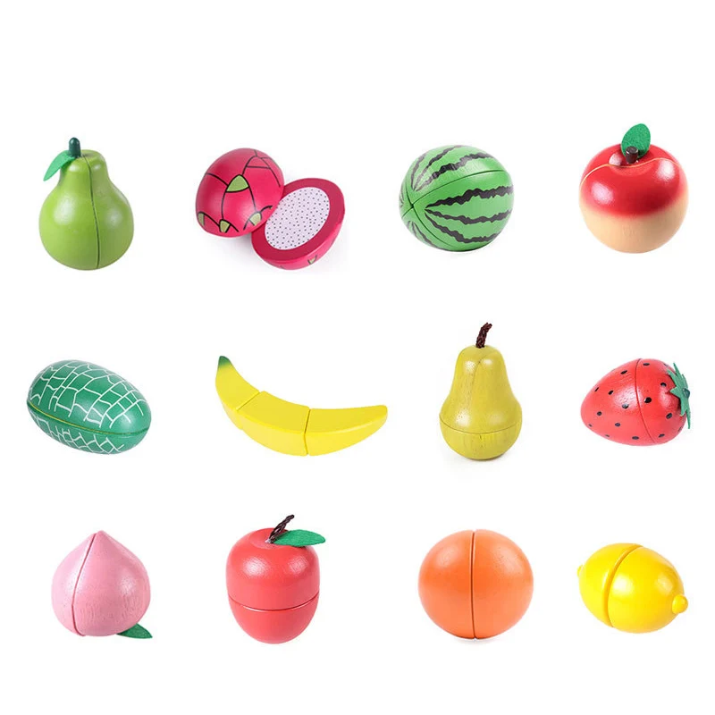 1PCS Wooden Toy Magnetic Cutting Fruit Vegetables Food Pretend Play Simulation Kitchen Role Play Educational Toys For Children 6