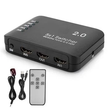 

5-IN 1-OUT 4K HDMI Splitter Switcher with Remote Control Support one-key automatic cycle switching for TV set-up box projector