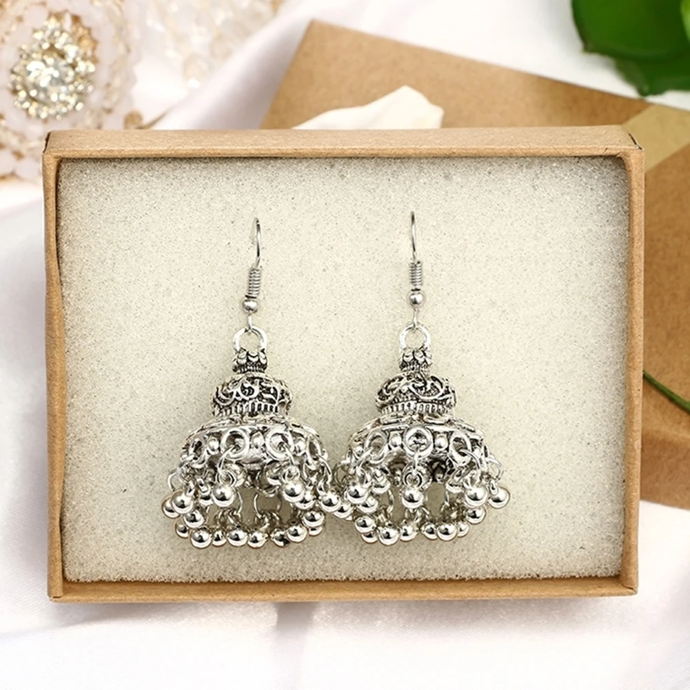 Горячая Распродажа, серьги Brinco Brincos, этнические Jhumka Jhumki, колокольчик, висячие серьги с бусинами, резные, в форме лотоса, традиционные висячие серьги, ювелирные изделия