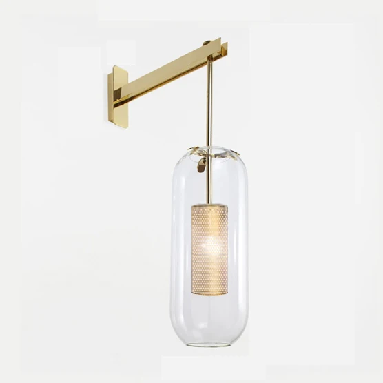 Пост-современные стеклянные настенная лампа скандинавские светодиодные настенные бра для ванной спальни домашнего освещения светильники Кухонные светильники E14 - Цвет абажура: Золотой