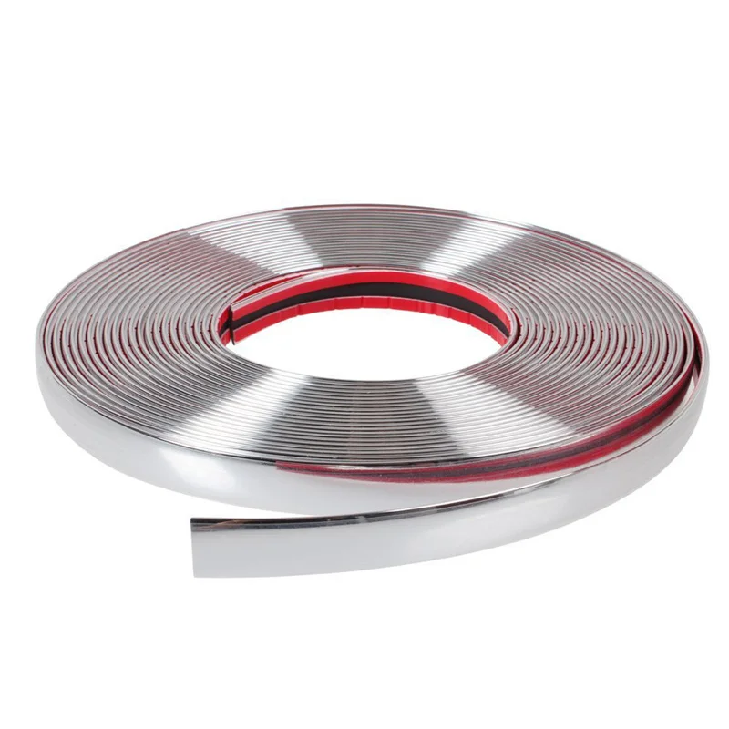 Silver Car Chrome Styling Decoration 13M Moulding Trim Strip Tape Auto DIY Protective Sticker 6mm 8mm 10mm 12mm 15mm 20mm 30mm