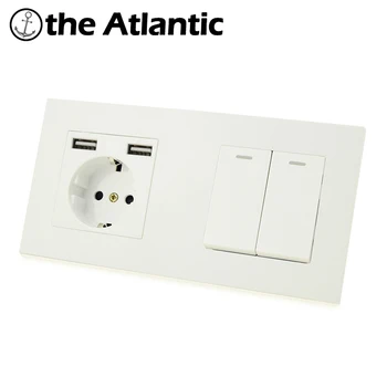 

Atlectric DE EU Standard Plug Double Socket Dual USB 1 2 3 4 Gang Lamp Light Button Switch Wall Power Electrical Outlet