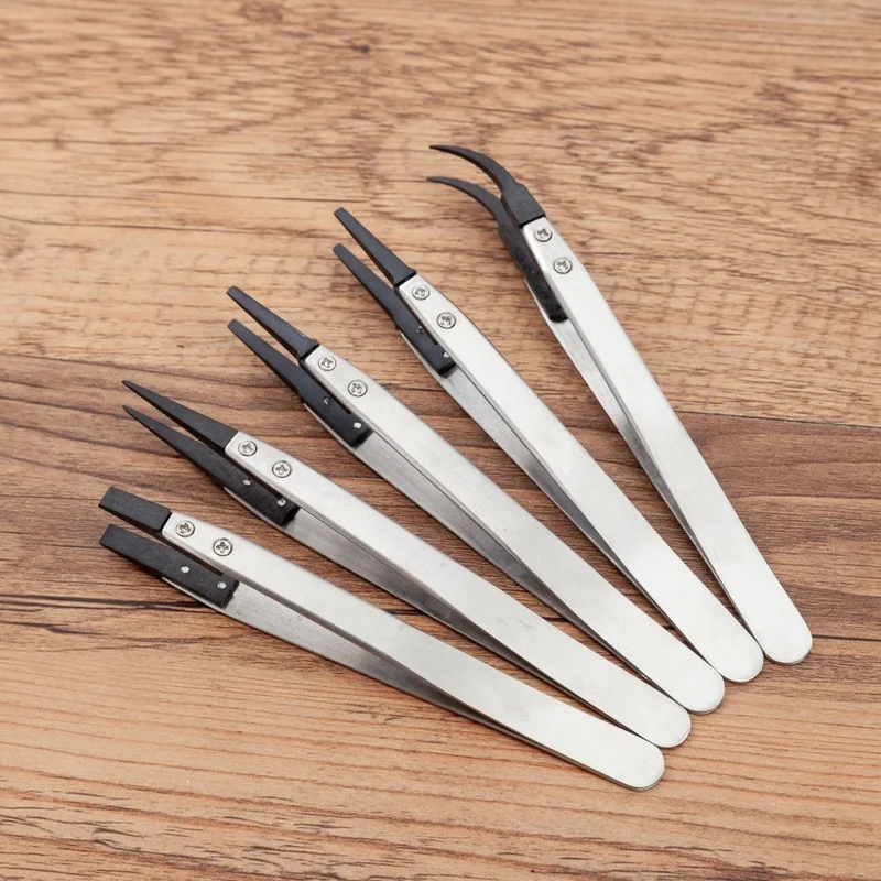 1pcs High Quality ESD Tweezers with Replaceable Tips Full Stainless