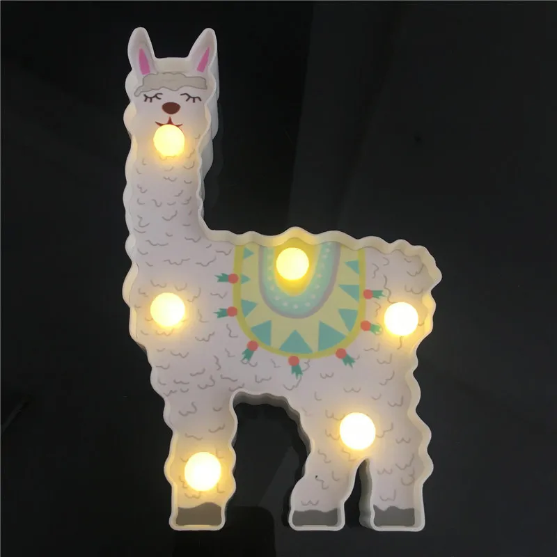 Новое обновление 3D роспись Альпака светодиодный Ночной светильник на батарейках Милые настольных ночные светильники для детей подарок дракон животных Стиль домашнего освещения - Испускаемый цвет: 1PCS