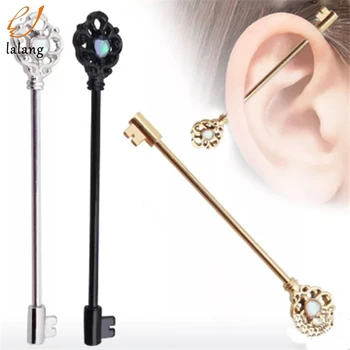 

Fashion Key Style Titanium Steel Long Rod Stud Earrings Ear Barbell Piercing Cartilage Eearring Jewelry for Girls Women Trendy