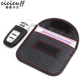 

Carbon Fiber Remote Key Case Chain Car Key Cover Holder RFID Blocking Credit Card Wallet 2020 New Key Holders Super Affordable