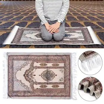 

70x110cm Lightweight Soft Tablecloth Embroidery Prayer Rug Portable Home Decoration Islamic Muslim Blanket Tassel Tapestry Gift
