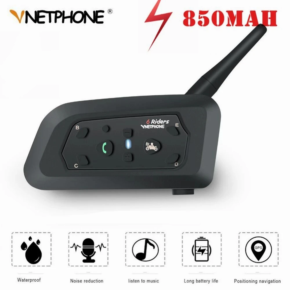 Новый V6 мотоцикл шлем Bluetooth гарнитуры 1200 м команда Динамик Шум снижение Intercommunicador