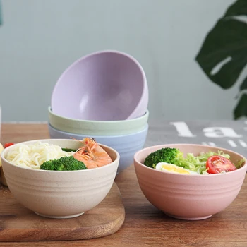 

4 Pcs Wheat Straw Bowl Non-stick PP Kitchen Accessories Rice Food Dish Preserve Container Eco-friendly Durable Bowl Tableware