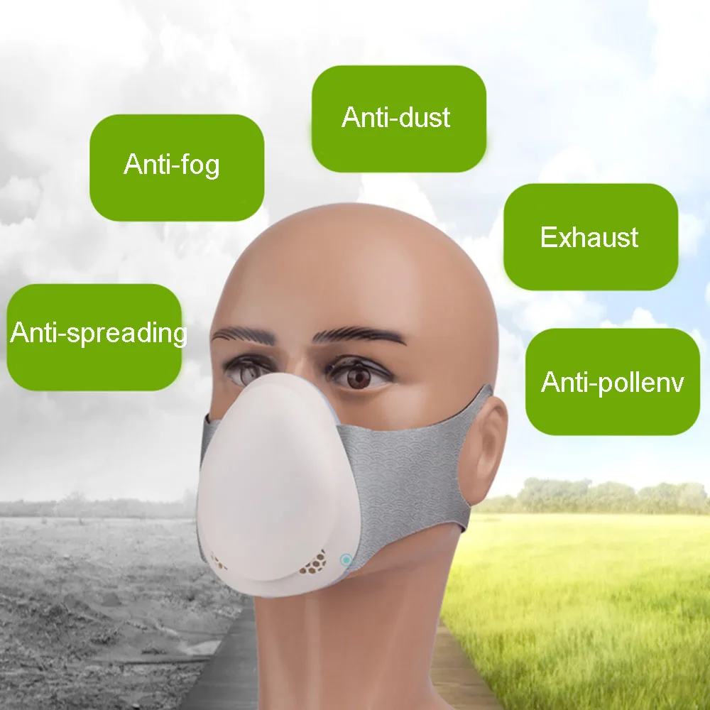 

Electric Anti-haze Sterilizing Masks Active Air Supply Clean Breathing Face Masks with 2 pcs Filte Smart Dustproof Mask