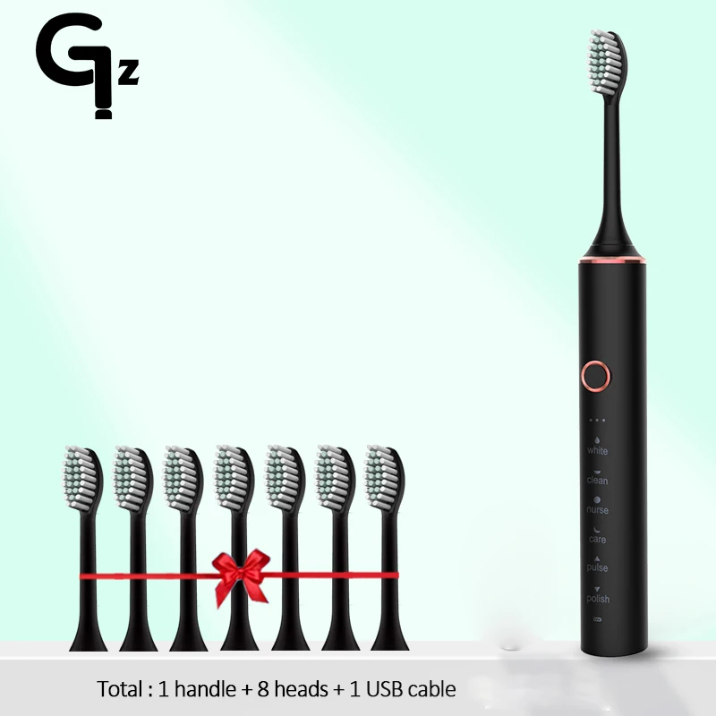 thumbnail image 1 of Cepillo de dientes eléctrico GeZhou recargable IPX7, resistente al agua, sónico, para niños, 18 modos, para viajes, 16 cabezales, 1 of 5