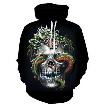 

2019 new men's hoodie 3D Skull print funny Autumn And Winter sweatshirt men's street hooded shirt casual wear Dropshipping