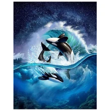 Алмазная мозаика Дельфин глянцевые краски на заказ, алмазная картина Полная площадь круглые резиновые «Алмазы» набор вышивки 5d пазл JS5453