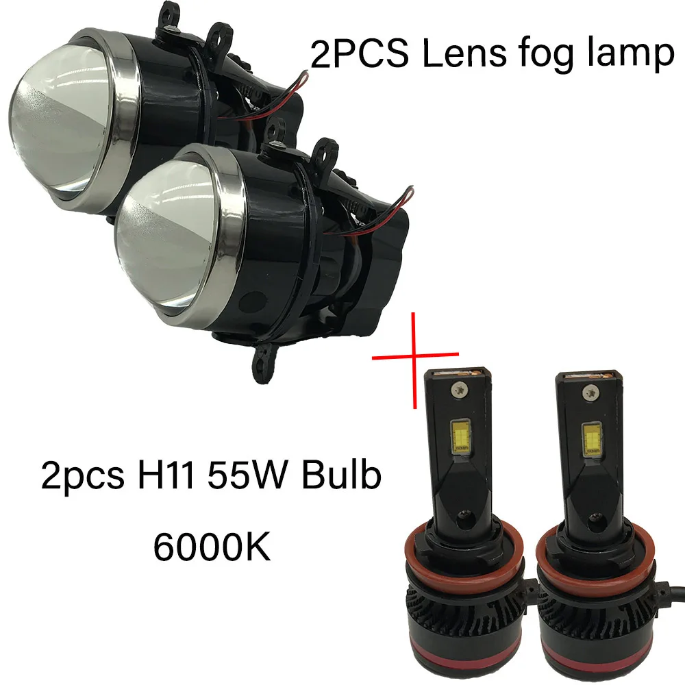 55W LED BULB 2PCS Super bright lens fog lamp Fog Lights LED For Renault MEGANE Laguna Kangoo SCENIC THALIA LOGAN DUSTER GRAND 1998 - Цвет: 55W LED BULB