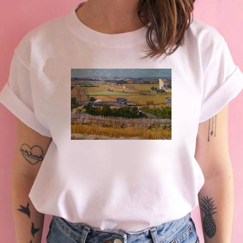 Fashion Women T Shirt Harajuku Van Gogh's paintings Tshirt 90s Painting Ulzzang Casual Tops Tees T-shirt Female Clothes