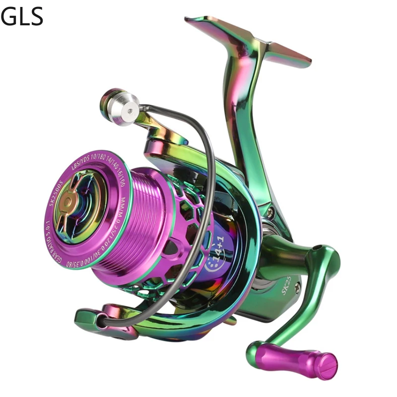 Fishing Reel Saltwater Freshwater 5.0:1 Fishing Coil Multicolor SK 800 1500 2500 Series Carved Spool Spinning