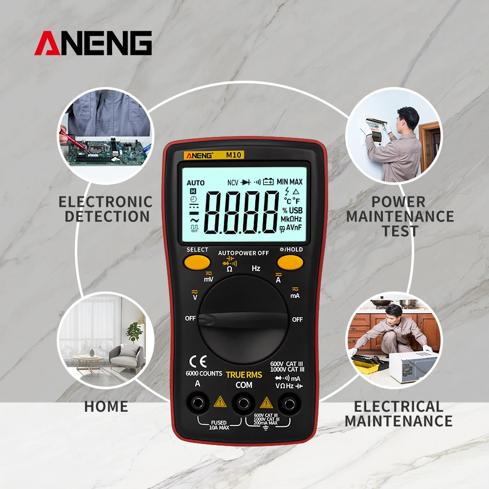 Beste M10 True Rms Wave Output Lcd Digitale Multimeter 6000 Telt Backlight Ac Dc Spanning Weerstand Capaciteit Multimeter