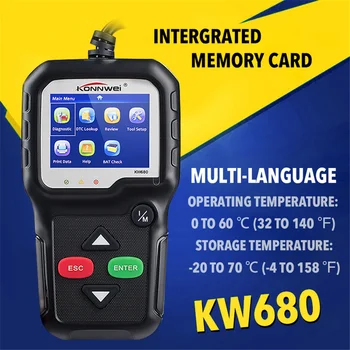 

KONNWEI KW680 Full OBDII Scanner Free Update Multi-language Obd 2 Car Diagnostic Tool In Russian PK LAUNCH CR3008 Accessorirs