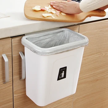 

Push-top Trash Can Chef Hanging Automatic Return Lid Fruit Pericarp Cabinet Cupboard Kitchen Garbage Storage Bucket Wy117200