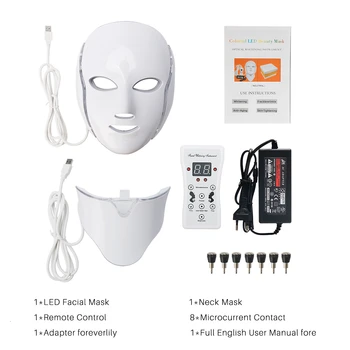

LED Facial Mask Beauty Skin Rejuvenation Photon Light 7 Colors Mask with Neck Therapy Wrinkle Acne Tighten Skin Tool