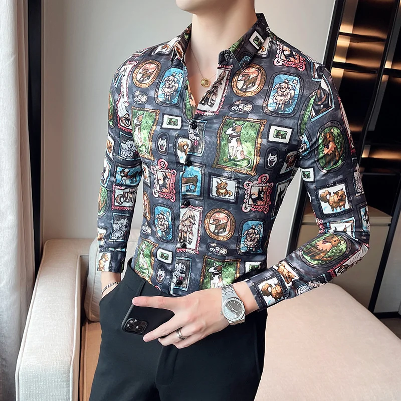 mens shirt with dog print