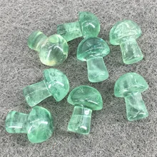 1pc Mini Mushroom Statue Natural Stones Carved Decoration Fluorite Mushroom Healing Crystal Gift Room Ornament Fish Tank Decor