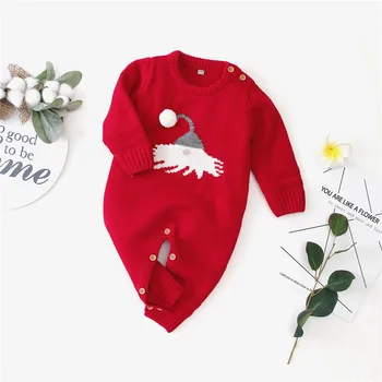 

Imcute Christmas Knit Rompers For Newborn Baby Boys Girl Autumn Winter Long Sleeve Jumpsuit Sleepwear Party Costume Clothes