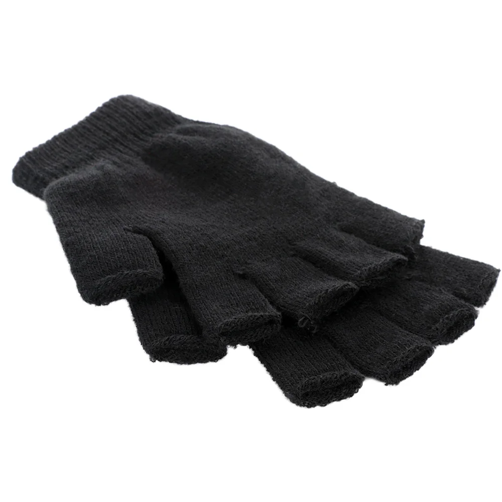 Cycling Gloves Men Knitted Fingerless Gloves Autumn Winter Outdoor Stretch Elastic Warm Half Finger Gloves