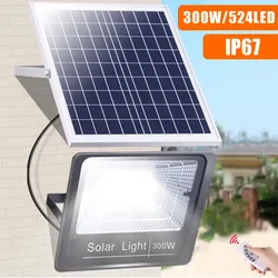 Lampe solaire d'extérieur 300W avec télécommande étanche pour jardin, chemin, rue, paysage, projecteur mural 