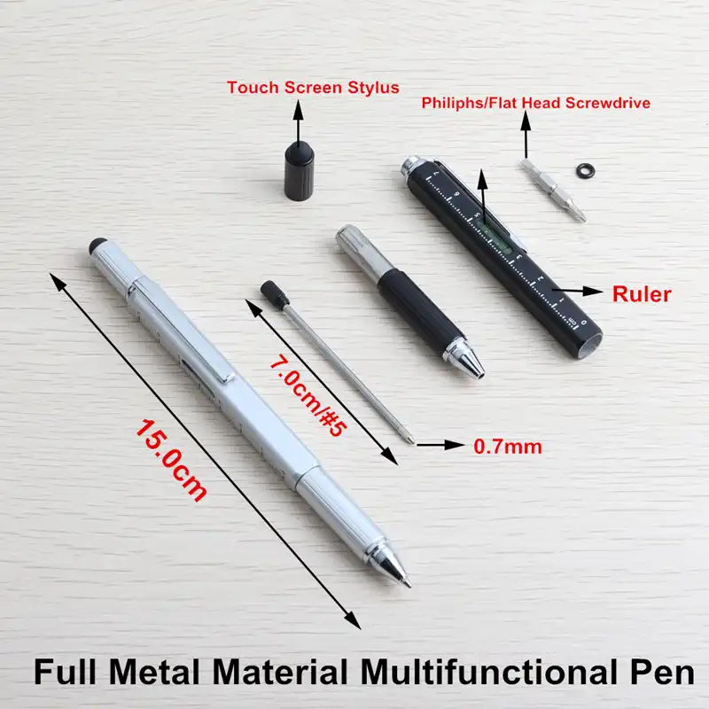 Multifunction Pen Metal Tool Ballpoint Pens Screwdriver Ruler Spirit Level with a top and scale multifunction 5 in 1 Metal Pen|ballpoint pen screwdriver|pen screwdriver rulertool ballpoint pen screwdriver - AliExpress