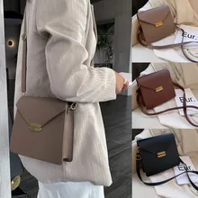 Модная женская однотонная сумка через плечо, сумка-мессенджер, сумка для мобильного телефона, карамельный цвет, маленькая сумка с клапаном для покупок