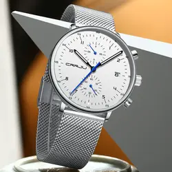 CRRJU Топ люксовый бренд мужские часы модные бизнес Кварцевые мужские водонепроницаемые часы спортивные мужские наручные часы Relogio Masculino