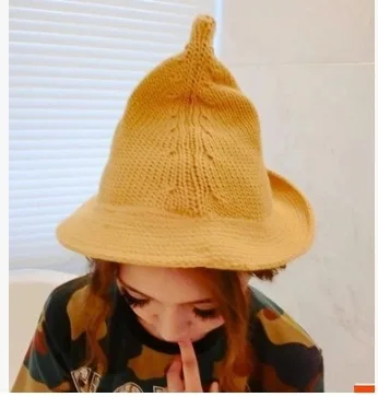 

Korean-style Simple College Style Pinnacle Knitted Autumn And Winter Insulated, Wool Hat Yiwu Lady Hat
