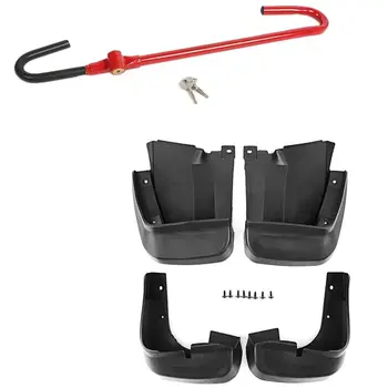 

4Pcs Car Front Rear Mud Flap Mudguards Mudflaps Splash Guards with Universal T Style Car Security Steering Wheel Lock