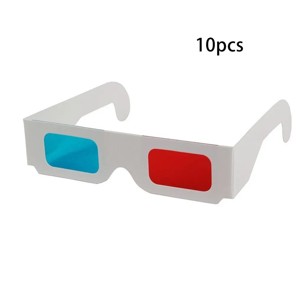 100pcs/10pcs/lot Universal Paper Anaglyph 3D Glasses Paper 3D Glasses View Anaglyph Red/Blue 3D Glass For Movie Video