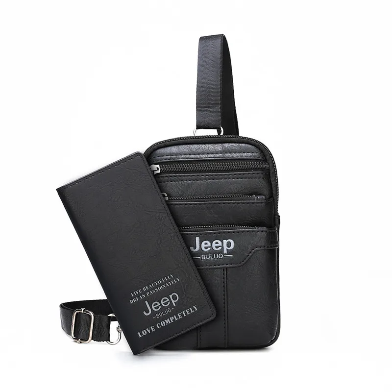 577-8888-Black JEEP BULUO небольшой мульти-функциональные Стропы груди мешок ноги сумка на пояс для человека Для мужчин плеча Курьерские Сумки Новая мода Повседневное сумки через плечо - Цвет: 577-8888-Black