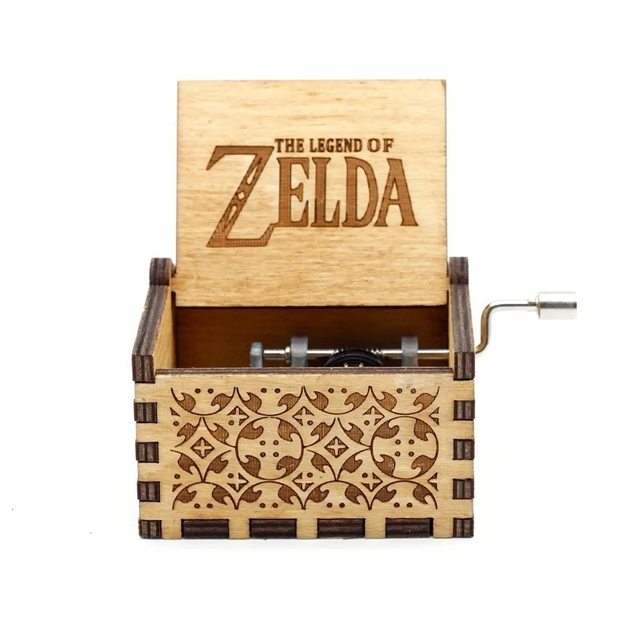 Zelda Антикварная резная деревянная музыкальная шкатулка с рукояткой, новая модель, подарок на день рождения для моего сына или дочки, музыкальная шкатулка - Цвет: Zelda