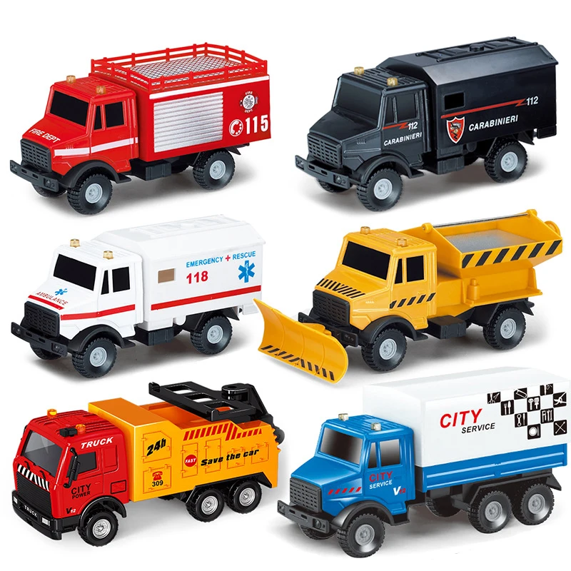 

1:55 Police Swat Fire Car Model Toy Metal Diecasts Pull Back Ambulance Engineering Vehicle Birthday Toy for Children Boy F2031