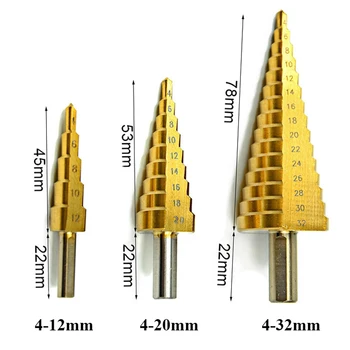 

1/4" HSS Step Cone Drill Bit Titanium Hole Cutter Center Punch High Speed Steel