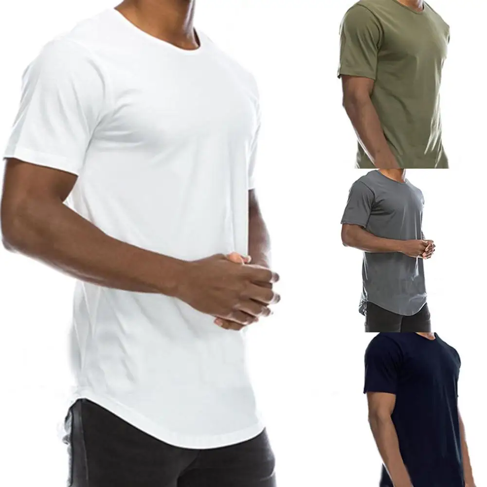 

Men Casual Summer Cotton Solid Color T-Shirt Basic Crew Neck Hip Hop Top Tee